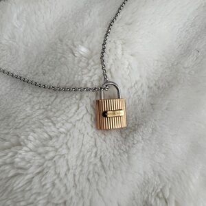 Michael Kors Rose Gold and Silver Padlock Necklace